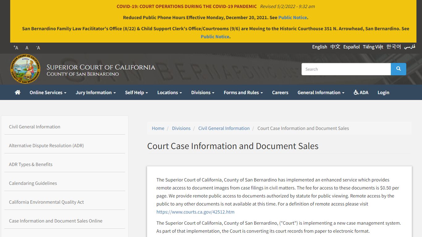 Court Case Information and Document Sales - sb-court.org